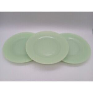 Set Of 3 Jadeite 8.25 Inch Salad Plates Unmarked